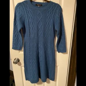 Blue chunky knit sweater dress